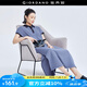 佐丹奴裙子女夏季新款彈力棉撞色條紋開叉連袖polo連衣裙18464920 02藍色條紋 L
