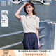 香影polo衫短袖女針織2025夏裝新款氣質(zhì)條紋拼接翻領(lǐng)白色正肩上衣 米白 S 155/80A/85-95斤