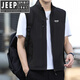 JEEP SPIRIT2025馬甲春夏薄款男士中年休閑坎肩通勤多口袋馬甲背心 黑色 XL
