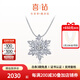 喜鉆雪花鉑金鉆石吊墜女輕奢群鑲鉆石項鏈鎖骨鏈結婚求婚生日禮物 鉑金共19分
