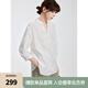 ELLE白色新中式繡花V領(lǐng)小衫女2025夏新款設(shè)計(jì)感時(shí)尚別致寬松襯衫 白色 L