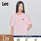 Lee25新品舒適版圓領(lǐng)X-Crew像素徽標設(shè)計粉色女短袖T恤顯瘦休閑潮 粉色 M