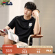 FILA 斐樂官方男裝短袖T恤夏季時尚休閑簡約圓領(lǐng)針織短袖衫男 正黑色-BK L (175) 96A