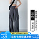 蘿美醬工裝褲女夏季戶(hù)外美式?jīng)_鋒小個(gè)子夏天闊腿登山褲子速干運(yùn)動(dòng)褲速腳 灰色加長(zhǎng)款【夏季薄款】 M 【建議101-115斤】