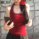 MR.KA掛脖上衣吊帶背心女美背夏季內(nèi)搭外穿文胸一體打底抹胸帶胸墊裹胸 【紅色】 L 【96-120斤內(nèi)】