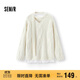 森馬（Semir）毛衣女冬圍巾蕾絲V領(lǐng)絞花寬松2025優(yōu)雅小性感套頭衫109725107011