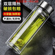 希諾摔不爛鋼化玻璃杯500ml耐摔高溫硼硅雙層玻璃杯保護(hù)套男士茶杯 千層銀 550ml