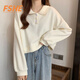 FSHEPolo領(lǐng)衛(wèi)衣女2025新款秋裝小個子oversize美式長袖短款無帽上衣潮 奶杏 M