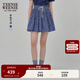Teenie Weenie小熊女裝半身裙25夏季新款細褶花朵小清新蓬蓬短裙子 藏青色 S