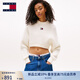 TOMMY JEANS25新款秋冬女裝混紡肌理感刺繡短款毛衣針織衫21677 白色YBH S （推薦：100-110斤）