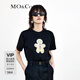 MO&Co.春夏姜餅人印花圓領(lǐng)卡通短袖小白T純棉T恤上衣女摩安珂 黑色-第2批 M 165