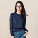 春竹100%綿羊毛圓領(lǐng)羊毛衫氣質(zhì)顯瘦26秋裝上衣高級感針織女套衫 深灰藍 XL （105CM）