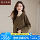 恰凡（QIAFAN）小香風(fēng)雙面毛呢短外套女2025春秋新款小個(gè)子氣質(zhì)休閑百搭呢子上衣 綠咖 M
