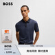 BOSS【七夕禮物】男士2025年春季新款細(xì)微圖案絲光棉質(zhì)Polo衫50532246