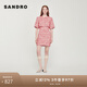 SANDRO女裝法式優(yōu)雅假兩件紅色花呢短款連衣裙SFPRO02843 紅色(尺碼偏小，建議拍大1碼) S