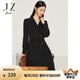 玖姿（JUZUI）西裝領(lǐng)連衣裙女裝秋款職業(yè)通勤OL風(fēng)泡泡袖雪紡裙子 素黑 S