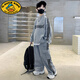 G.DUCKKIDS男童秋裝套裝2025新款中大兒童春秋款衛(wèi)衣運(yùn)動(dòng)服男孩加絨套裝潮 灰色 160 cm