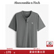ABERCROMBIE & FITCH男裝25夏新款經(jīng)典小麋鹿美式重磅寬松亨利領(lǐng)短袖T恤KI124-5188 灰色 M (180/100A)