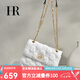 HR赫蓮娜女包包單肩斜挎包頭層牛皮印花時尚通勤菱格鏈條包生日禮物 白色【經(jīng)典款】