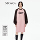 MO&Co.冬美式復古撞色插肩袖寬松印花衛(wèi)衣連衣裙MBC4DRST16 水晶粉色 L 170