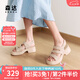森達(dá)七夕禮物時(shí)裝鞋女款2025夏新商場同款復(fù)古厚底休閑涼鞋XML01BL5 杏色 37