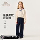 英氏 YEEHOO女童套裝兒童衣服褲子兩件套春秋新款女孩中大童裝學(xué)院風(fēng)花邊領(lǐng)口 法式學(xué)院花邊-兩件套 米白+深藍(lán) 150 -推薦體重【66-80斤】