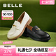 百麗（Belle）簡約上班樂福鞋女通勤平跟百搭單鞋B1983CM4 米色 38 (240mm)