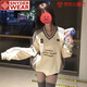 SNYDER WEAR美式衛(wèi)衣女撞色字母印花衛(wèi)衣女秋季寬松運(yùn)動風(fēng)休閑學(xué)院長袖衛(wèi)衣 白拼灰 S 建議60-85斤