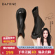 達(dá)芙妮（DAPHNE）短靴女2024春秋新款顯瘦單靴女靴厚底女生馬丁靴女靴子女 黑色 單里 跟高5cm 35 標(biāo)準(zhǔn)尺碼