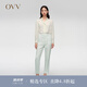 OVV2024春夏新款女裝簡約舒適精紡羊毛經(jīng)典職場通勤西褲 淺綠（凈色）14 XXL