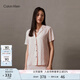 Calvin Klein內(nèi)衣【七夕禮物】夏季女美拉德簡約休閑ck翻領(lǐng)短袖家居睡衣QS6987 LNQ-嬰兒粉 S