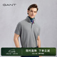 GANT/甘特【100%棉】夏男士休閑時(shí)尚印花logo翻領(lǐng)短袖T恤POLO衫 93-灰色 M