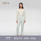 OVV2024春夏新款女裝簡約舒適精紡羊毛經(jīng)典職場通勤西褲 淺綠（凈色）14 XXL