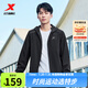 特步防潑水外套新款男夾克上衣跑步訓(xùn)練服戶外騎行服雙層風(fēng)衣運(yùn)動(dòng)服 正黑色-0104 L