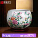 收藏天下景德鎮(zhèn)陶瓷器聚寶盆家居客廳玄關(guān)裝飾品辦公室桌面擺件喬遷送禮品 榮華富貴+底座+證書 高度21cm-順豐包郵