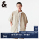 杰克·瓊斯（JACK&JONES）夏季新款尖領(lǐng)紐扣門襟背部字母刺繡膠印短袖襯衫男裝224304005 E11卡其色 常規(guī) 170/92A/S