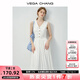 VEGA CHANG白色連衣裙女2025新款夏簡(jiǎn)約氣質(zhì)設(shè)計(jì)感法式高級(jí)感V領(lǐng)繡花背心裙 象牙白 S