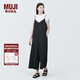 無(wú)印良品（MUJI） 女式 易干彈力泡泡紗 背帶褲 女裝夏季連體褲吊帶BC2JRA4S 黑色 M （160/84A）