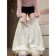 燦圖白色奶芙山本褲子女夏季新款高級感垂感西裝褲寬松慵懶冰絲闊腿褲 杏色 M 【建議90-110斤】