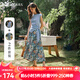 Olrain歐芮兒藍(lán)色綁帶上衣碎花半裙套裝女夏季2025新款時(shí)尚兩件套 藍(lán)色 M