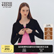 Teenie Weenie小熊春夏法式修身短款時(shí)尚毛針織開衫外套粉色毛衣女空調(diào)衫 黑色 S