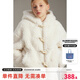 ELLE KIDS童裝 法式經(jīng)典巴莎毛絨絨戴帽外套女童冬款絎棉百搭棉服外套 奶白色 160 (S)