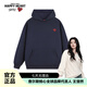 查爾斯桃心連帽衛(wèi)衣男女情侶同款純色基礎(chǔ)百搭運(yùn)動(dòng)休閑套頭上衣 藏青色 M