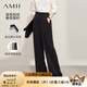 AMII2025夏新款直出腰頭百搭闊腿褲休閑褲長褲直筒褲女黑色褲子 黑色 M 160/68A