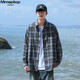 MMOPTOP日系格子襯衫秋季男潮流百搭寬松休閑襯衣外套MCS27藍色XL