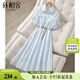 絲柏舍翻領(lǐng)襯衫裙2025夏裝新款女裝短袖簡約寬松款中長連衣裙