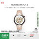 HUAWEI WATCH 5 42mm高端款爍金色904L不銹鋼表殼星云杏素皮復(fù)合表帶首創(chuàng)X-TAP智感窗鴻蒙eSIM通信手表