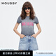 moussy 2025夏季新品美式辣妹風(fēng)做舊LOGO短袖T恤女028ISZ90-0871 160灰色 均碼