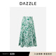 DAZZLE 地素半裙冬季綠色印花立裁百褶裙 綠色 S