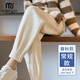 莫代爾雪尼爾白色春秋運(yùn)動(dòng)褲女2025新款衛(wèi)褲哈倫蘿卜休閑褲子秋冬加絨 米白色 春秋【常規(guī)款】 M